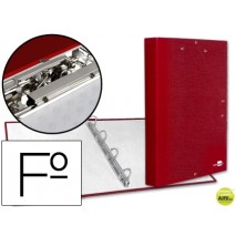 CARPETA DE 4 ANILLAS 25MM REDONDAS LIDERPAPEL FOLIO CARTON FORRADO PAPER COAT ROJA CON MINICLIP Y SO