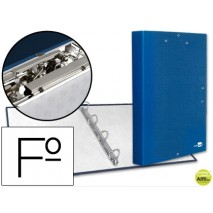 CARPETA DE 4 ANILLAS 25MM REDONDAS LIDERPAPEL FOLIO CARTON FORRADO PAPER COAT AZUL CON MINICLIP Y SO