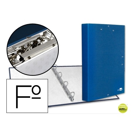 CARPETA DE 4 ANILLAS 25MM REDONDAS LIDERPAPEL FOLIO CARTON FORRADO PAPER COAT AZUL CON MINICLIP Y SO