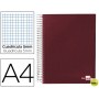 BLOC ESPIRAL LIDERPAPEL A4 MICRO PAPERCOAT TAPA FORRADA 160H 70G CUADRO 5MM 5 BANDAS 4 TALADROS. ROJ