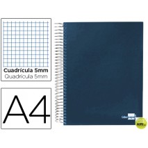 BLOC ESPIRAL LIDERPAPEL A4 MICRO PAPERCOAT TAPA FORRADA 160H 70G CUADRO 5MM 5 BANDAS 4 TALADROS. AZU