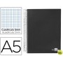 BLOC ESPIRAL LIDERPAPEL A5 MICRO PAPERCOAT TAPA FORRADA 160H 70G CUADRO 5MM 5 BANDAS 6 TALADROS. NEG