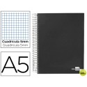 BLOC ESPIRAL LIDERPAPEL A5 MICRO PAPERCOAT TAPA FORRADA 160H 70G CUADRO 5MM 5 BANDAS 6 TALADROS. NEG