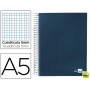 BLOC ESPIRAL LIDERPAPEL A5 MICRO PAPERCOAT TAPA FORRADA 160H 70G CUADRO 5MM 5 BANDAS 6 TALADROS. AZU