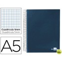 BLOC ESPIRAL LIDERPAPEL A5 MICRO PAPERCOAT TAPA FORRADA 160H 70G CUADRO 5MM 5 BANDAS 6 TALADROS. AZU