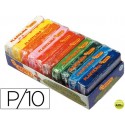 PLASTILINA JOVI -BANDEJA CON 10 PAQUETES COLORES SURTIDOS TAMAÑO PEQUEÑO