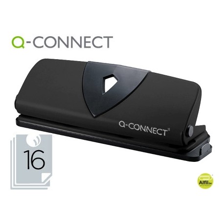 TALADRADOR Q-CONNECT KF01238 NEGRO -4 TALADROS -ABERTURA 1,6 MM -CAPACIDAD 16 HOJAS