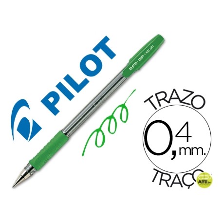 BOLIGRAFO PILOT BPS-GP VERDE -SUJECION DE CAUCHO -TINTA BASE DE ACEITE -CON CAPUCHON
