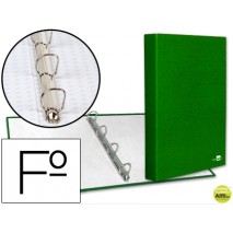 CARPETA DE 4 ANILLAS 25MM MIXTAS LIDERPAPEL FOLIO CARTON FORRADO PAPER COAT VERDE
