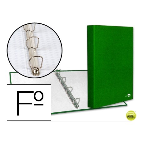 CARPETA DE 4 ANILLAS 25MM MIXTAS LIDERPAPEL FOLIO CARTON FORRADO PAPER COAT VERDE