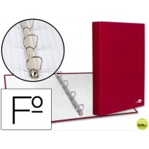 CARPETA DE 4 ANILLAS 25MM MIXTAS LIDERPAPEL FOLIO CARTON FORRADO PAPER COAT ROJA