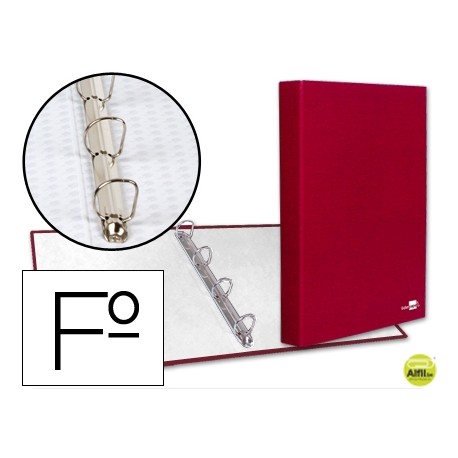 CARPETA DE 4 ANILLAS 25MM MIXTAS LIDERPAPEL FOLIO CARTON FORRADO PAPER COAT ROJA