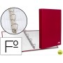 CARPETA DE 4 ANILLAS 25MM MIXTAS LIDERPAPEL FOLIO CARTON FORRADO PAPER COAT ROJA