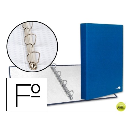 CARPETA DE 4 ANILLAS 25MM MIXTAS LIDERPAPEL FOLIO CARTON FORRADO PAPER COAT AZUL