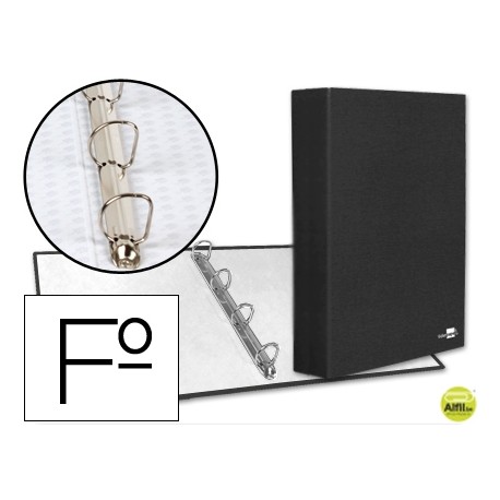 CARPETA DE 4 ANILLAS 40MM MIXTAS LIDERPAPEL FOLIO CARTON FORRADO PAPER COAT NEGRA