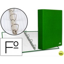 CARPETA DE 4 ANILLAS 40MM MIXTAS LIDERPAPEL FOLIO CARTON FORRADO PAPER COAT VERDE