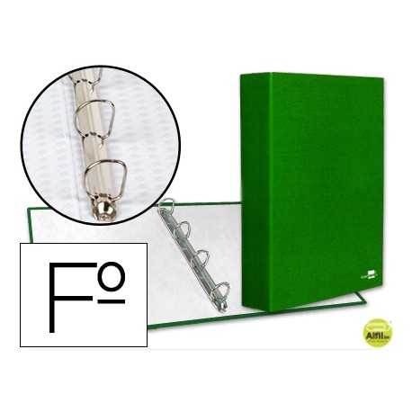 CARPETA DE 4 ANILLAS 40MM MIXTAS LIDERPAPEL FOLIO CARTON FORRADO PAPER COAT VERDE