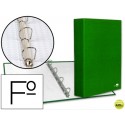 CARPETA DE 4 ANILLAS 40MM MIXTAS LIDERPAPEL FOLIO CARTON FORRADO PAPER COAT VERDE