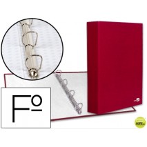 CARPETA DE 4 ANILLAS 40MM MIXTAS LIDERPAPEL FOLIO CARTON FORRADO PAPER COAT ROJA