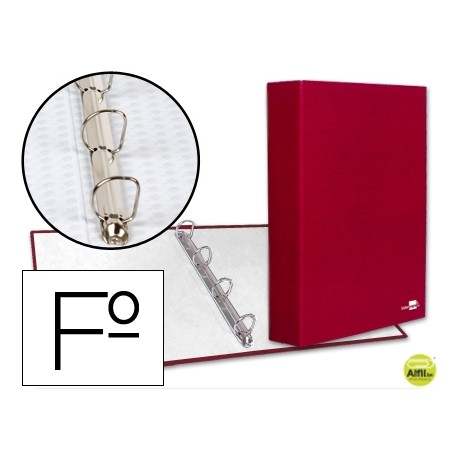 CARPETA DE 4 ANILLAS 40MM MIXTAS LIDERPAPEL FOLIO CARTON FORRADO PAPER COAT ROJA