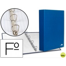 CARPETA DE 4 ANILLAS 40MM MIXTAS LIDERPAPEL FOLIO CARTON FORRADO PAPER COAT AZUL