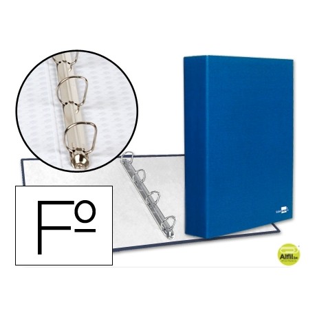 CARPETA DE 4 ANILLAS 40MM MIXTAS LIDERPAPEL FOLIO CARTON FORRADO PAPER COAT AZUL