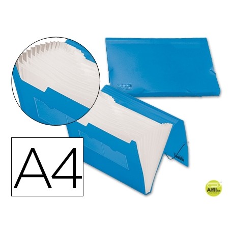 CARPETA BEAUTONE CLASIFICADOR FUELLE 32182 POLIPROPILENO DIN A4 AZUL SERIE FROSTY 13 DEPARTAMENTOS
