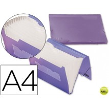 CARPETA BEAUTONE CLASIFICADOR FUELLE 32186 POLIPROPILENO DIN A4 VIOLETA SERIE FROSTY 13 DEPARTAMENTO