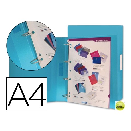 CARPETA BEAUTONE 4 ANILLAS 25 MM MIXTAS 43432 POLIPROPILENO DIN A4 AZUL SERIE FROSTY