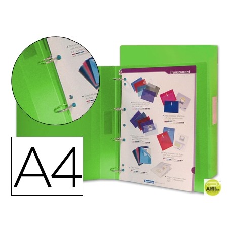 CARPETA BEAUTONE 4 ANILLAS 25 MM MIXTAS 43433 POLIPROPILENO DIN A4 VERDE SERIE FROSTY