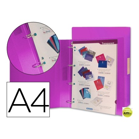 CARPETA BEAUTONE 4 ANILLAS 25 MM MIXTAS 43436 POLIPROPILENO DIN A4 VIOLETA SERIE FROSTY