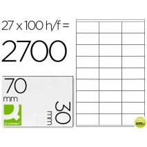 ETIQUETA ADHESIVA Q-CONNECT KF10642 TAMAÑO 70X30 MM FOTOCOPIADORA LASER INK-JET CAJA CON 100 HOJAS D