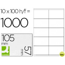 ETIQUETA ADHESIVA Q-CONNECT KF10658 TAMAÑO 105X57 MM FOTOCOPIADORA LASER INK-JET CAJA CON 100 HOJAS