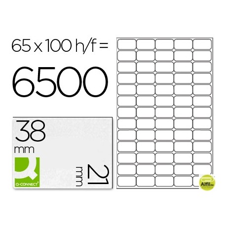 ETIQUETA ADHESIVA Q-CONNECT KF01581 TAMAÑO 38X21 MM FOTOCOPIADORA LASER INK-JET CAJA CON 100 HOJAS D