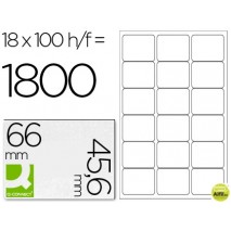 ETIQUETA ADHESIVA Q-CONNECT KF01583 TAMAÑO 66X45,6 MM FOTOCOPIADORA LASER INK-JET CAJA CON 100 HOJAS