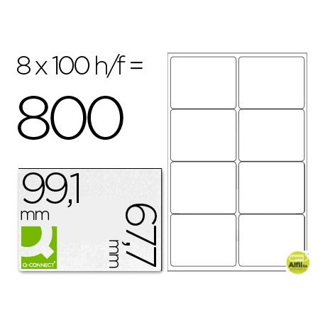 ETIQUETA ADHESIVA Q-CONNECT KF01588 TAMAÑO 99,1X67,7 MM FOTOCOPIADORA LASER INK-JET CAJA CON 100 HOJ