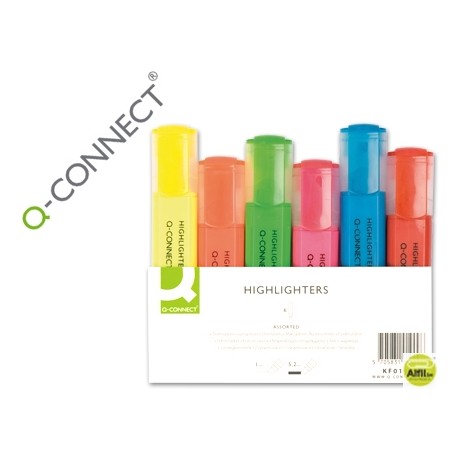 ROTULADOR Q-CONNECT FLUORESCENTE SURTIDO -BOLSA DE 4 ROTULADORES