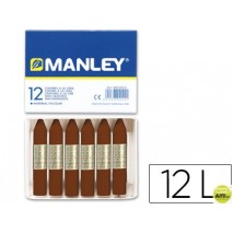 LAPICES CERA MANLEY UNICOLOR PARDO -CAJA DE 12
