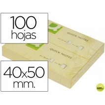 BLOC DE NOTAS ADHESIVAS QUITA Y PON Q-CONNECT 40X50 MM CON 100 HOJAS
