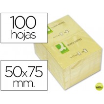 BLOC DE NOTAS ADHESIVAS QUITA Y PON Q-CONNECT 50X75 MM CON 100 HOJAS