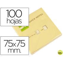 BLOC DE NOTAS ADHESIVAS QUITA Y PON Q-CONNECT 75X75 MM CON 100 HOJAS