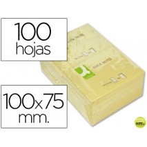 BLOC DE NOTAS ADHESIVAS QUITA Y PON Q-CONNECT 75X100 MM CON 100 HOJAS
