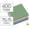 BLOC DE NOTAS ADHESIVAS QUITA Y PON Q-CONNECT 75X75 MM PASTEL CON 400 HOJAS