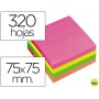 BLOC DE NOTAS ADHESIVAS QUITA Y PON Q-CONNECT 75X75 MM FLUORESCENTE CON 320 HOJAS