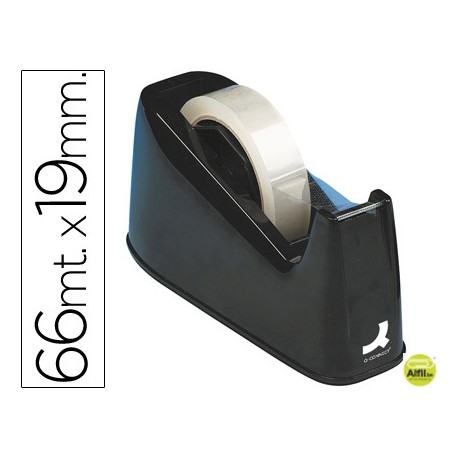 PORTARROLLOS SOBREMESA Q-CONNECT PLASTICO PARA CINTASDE 33 Y 66 MT NEGRO