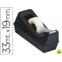 PORTARROLLOS SOBREMESA Q-CONNECT PLASTICO PARA CINTA DE 33 MT NEGRO