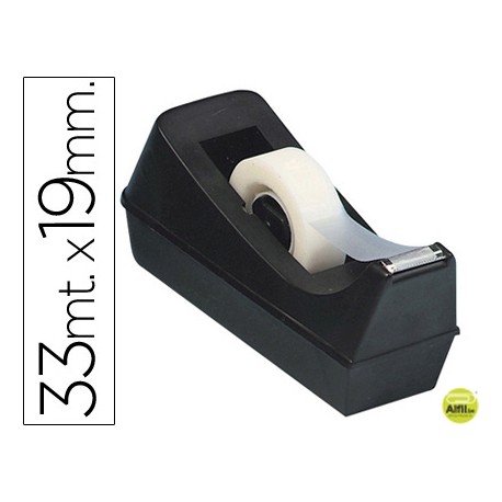 PORTARROLLOS SOBREMESA Q-CONNECT PLASTICO PARA CINTA DE 33 MT NEGRO
