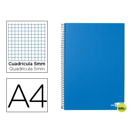 BLOC ESPIRAL LIDERPAPEL A4 MICRO PAPERCOAT TAPA FORRADA 160H 70G CUADRO 5MM 5 BANDAS 4 TALADROS. CEL