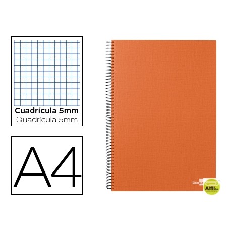 BLOC ESPIRAL LIDERPAPEL A4 MICRO PAPERCOAT TAPA FORRADA 160H 70G CUADRO 5MM 5 BANDAS 4 TALADROS. NAR