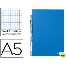 BLOC ESPIRAL LIDERPAPEL A5 MICRO PAPERCOAT TAPA FORRADA 160H 70G CUADRO 5MM 5 BANDAS 6 TALADROS. CEL